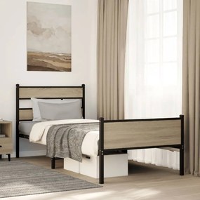 sonoma tölgy színű szerelt fa ágykeret matrac nélkül 80x200 cm