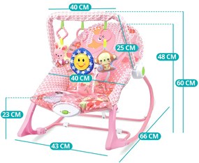 Rezgő, zenélő pihenőszék 18kg-ig, rózsaszín