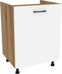 Konyhaszekrény alsó mosogató alá 60 Capri korpusz tölgy Evoke front fehér matt