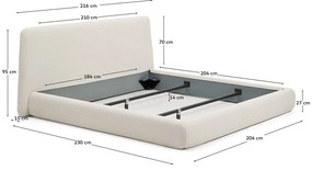 Bézs kárpitozott franciaágy 180x200 cm Martina – Kave Home