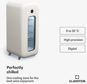 Klarstein Shirley 15 Uno, borhűtő, 15 palack, 5 - 20 °C, érintésvezérlés, retró