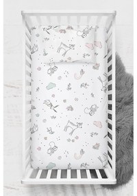 Fehér renforcé pamut gyerek lepedő babaágyhoz 100x150 cm Flowers – Mijolnir