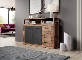 Komód 2 ajtóval és 4 fiókkal Old Style Dark / Matera színkombinációban – LUNA MIDI A