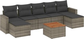 vidaXL 8 részes szürke polyrattan kerti ülőgarnitúra párnákkal