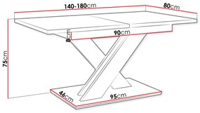 Étkezőasztal Lumenza (fehér + beton). 1054139