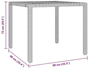vidaXL 3 részes szürke polyrattan kerti bisztrógarnitúra párnákkal