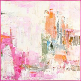 Nyomtatott keretezett vászon kép kézzel festett részletekkel 102x102 cm New Age Pink – Malerifabrikken