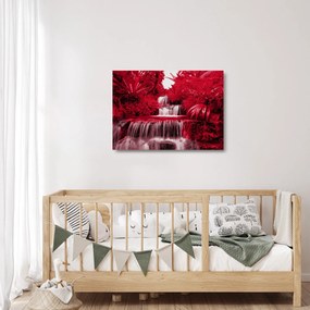 Üveg kép - Indonéziai vízesések piros színben (70x50 cm)