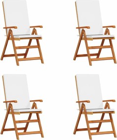 vidaXL Kerti Szék 4 pcs Barna és fehér 57 x 71,5 x 104 cm Tömör Teakfa