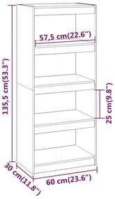 fekete tömör fenyőfa könyvszekrény/térelválasztó 60x30x135,5 cm