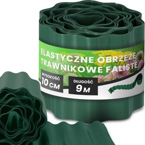 Gyepszegély 10 cm 9 m Kerti Hullámos Paliszád Border Zöld Us-t