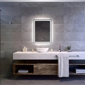 Álló fürdőszobai LED tükör 60x80cm | Gesztusvezérlés - Páramentesítő - Fényerő és színhőmérséklet szabályozás | Welland Type20V