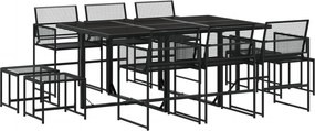 vidaXL 11 részes fekete polyrattan kerti étkezőgarnitúra