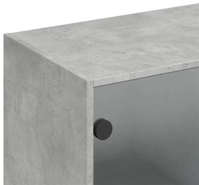 betonszürke szerelt fa könyvespolc ajtókkal 136 x 37 x 142 cm