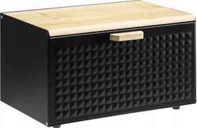 Nagy fém kenyértartó doboz bambusz fedéllel konyhába