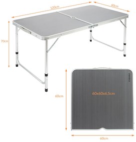 Casaria® Összecsukható kempingasztal - szürke