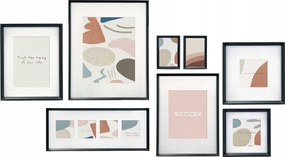 Fali Képkeret Szett 8 Db Fa Képkeret Fekete 42 5X52 5X9,5CM