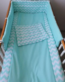 4 részes babaágynemű szett - Menta Chevron