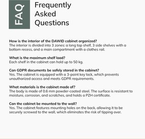 Zárható takarítószekrény szürke DAWID 900 x 1850 x 450 mm