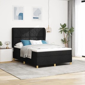 Boxspring Ágy Matrac Készlettel Fekete 140x200 cm Szövet