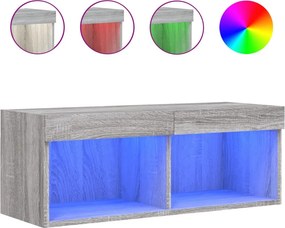 vidaXL szürke sonoma színű TV-szekrény LED-világítással 80x30x30 cm
