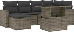 vidaXL 7 részes szürke polyrattan kerti ülőgarnitúra párnákkal