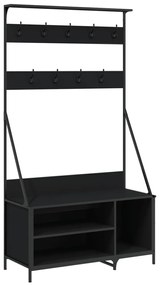 fekete ruhafogas cipőpolccal 100x41x184 cm