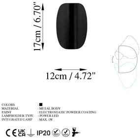 Fekete LED fali lámpa Heybe – Opviq lights