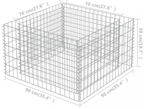 horganyzott acél gabion magaságyás 90 x 90 x 50 cm