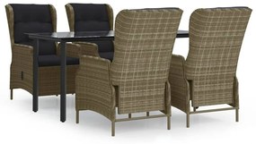 vidaXL 5 részes barna polyrattan kerti étkezőgarnitúra