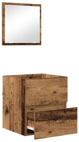 Modern Fürdőszoba Tároló Szekrény Régi Fa MDF Fa Furnérral Közepes