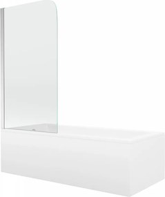 Mexen Cubik négyszögletes kád 150 x 70 cm burkolattal és 1-szárnyú paravánnal 70 cm, átlátszó, króm