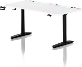 Elektromos RGB gamingasztal tartókkal, fehér-fekete, 160 cm: Diablo X-Forge 1600