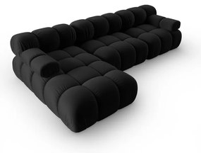 Fekete bársony kanapé 285 cm Bellis – Micadoni Home