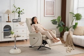 VASHOME Elektromos relaxációs fotel állítható háttámlávalés lábzsámollyal, USB töltővel, Bézs