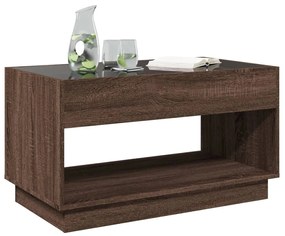 barna tölgy végtelen hatású LED-es dohányzóasztal 90x50x50 cm