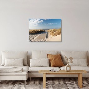 Kép - Homokos strand Langeoog szigetén, Németországban (üvegen) (70x50 cm)