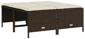 4 db barna polyrattan szék párnákkal