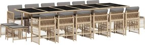 vidaXL 17részes vegyes bézs polyrattan kerti étkezőgarnitúra párnákkal