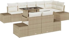 vidaXL Kerti Kanapé Szett tárolóval 9 pcs Bézs Poli rattan