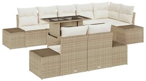 vidaXL Kerti Kanapé Szett tárolóval 9 pcs Bézs Poli rattan