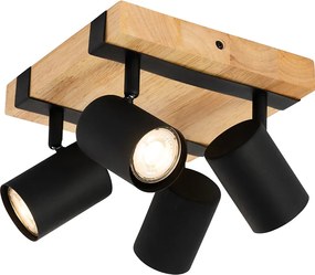 Okos mennyezeti spotlámpa fekete fa 4-lámpás állítható Wifi GU10 50mm - Jeana