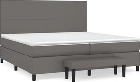 vidaXL szürke műbőr rugós ágy matraccal 200 x 200 cm