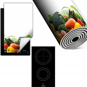 Indukciós Védőszőnyeg Konyhapult 30x52 fehér zöldségek