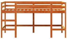 viaszbarna tömör fenyőfa gyerek galériaágy létrával 90 x 200 cm
