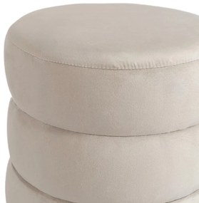 Bézs bársony kárpitozott puff AURA