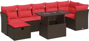 vidaXL 8 db barna polyrattan kerti kanapégarnitúra párnákkal