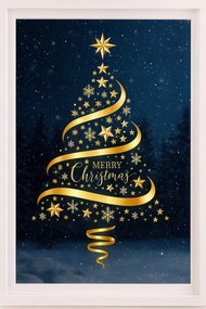 Karácsonyi matrica Ablak Tükör Arany Karácsonyfa Ragasztásmentes 85x60cm