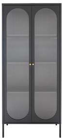 Adelaide vitrin, fekete, 2 hullámos üvegajtó 80x35x180 cm
