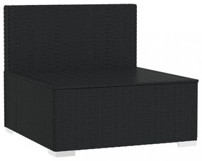 fekete polyrattan kerti középső kanapé párnákkal